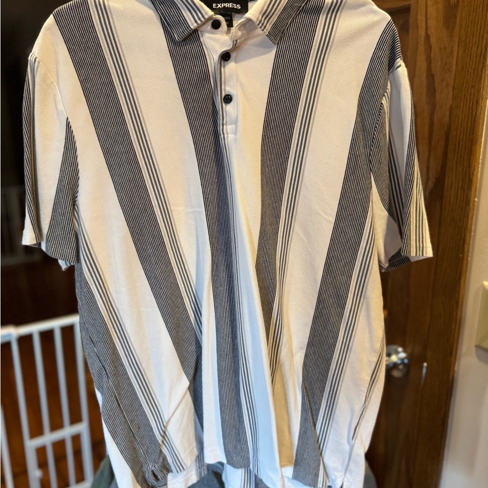 Express Men's Striped Button Down Shirt